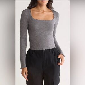 NWOT Square Neck Waffle Long Sleeve Tee | Elodie